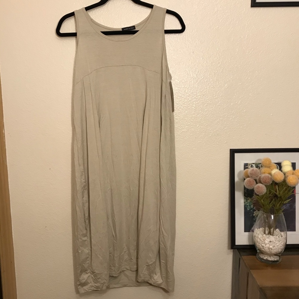 Made In Italy Beige Loose Tank Dress